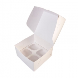 Упаковка для капкейков белая 160x160x100 мм. 4 ячейки, в упаковке 100шт.